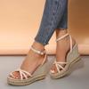 Sandale de modă cu toc pană cu curea pe gleznă pentru femei, cu barete încrucișate, platformă groasă, sandale de vară cu cataramă, pantofi gladiator pentru damă 36-42