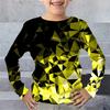 Children's Lightning Geometry 3D Digital Printed Boys' Fun and Fashionable Round Neck Long Sleeve T-shirt