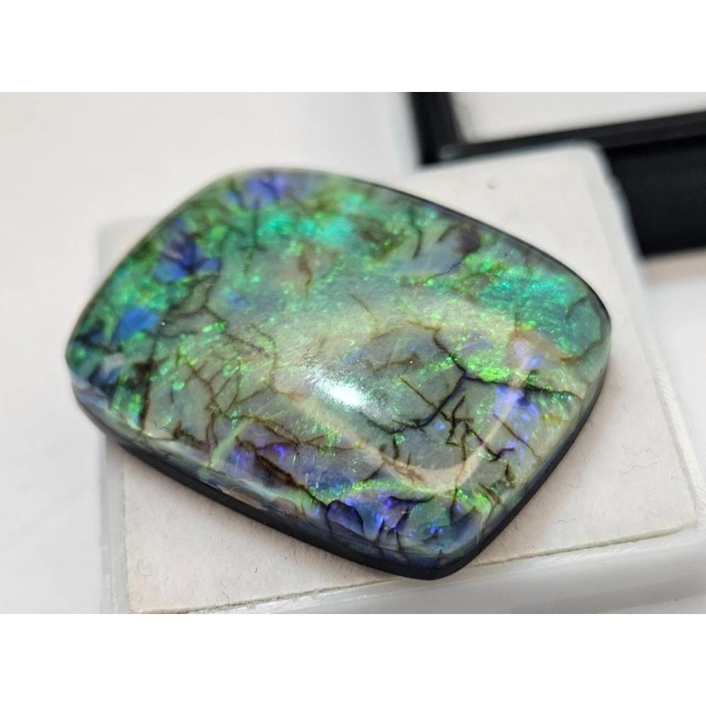 Fabulous Natural Doublet Opal 23-24 Ct Cushion Cut Certified Loose Gemstone