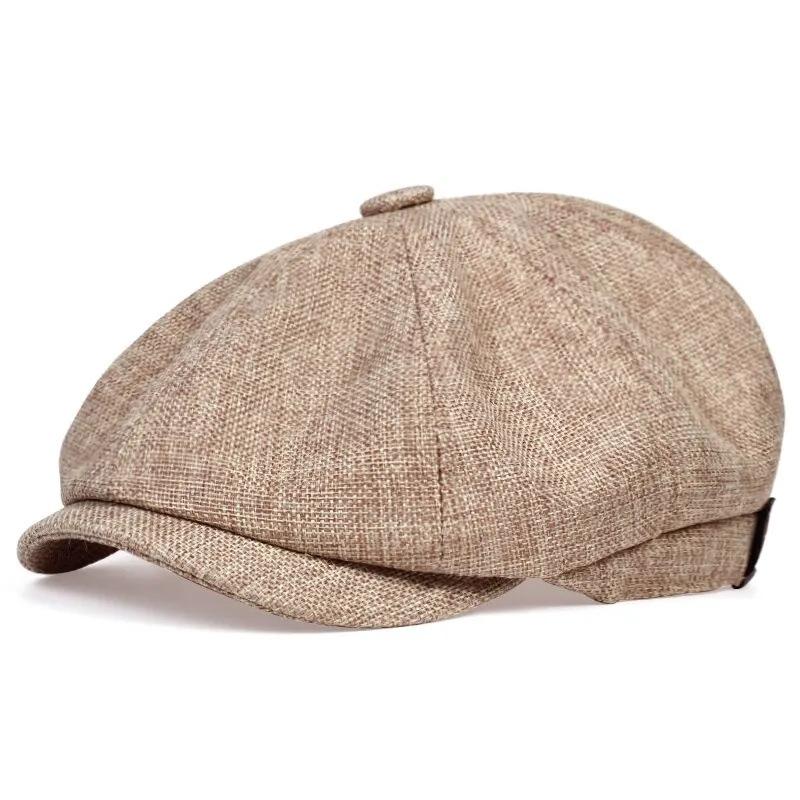 Men's Spring and Summer Thin Breathable Octagonal Hat Sunscreen Retro Beret