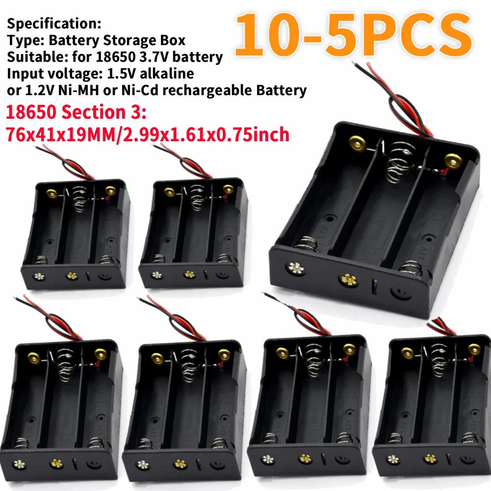 10-5 Pcs 1 2 3 4 Slot 18650 Battery Holder Plastic 18650 Battery Case Holder with Wire Lead Black for 18650 3.7V Battery