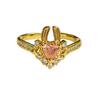 Light Luxury Dream Girl Heart Pink Love Colored Treasure Zircon Rabbit Wing Open Ring Starlight Stacked Index Finger Ring