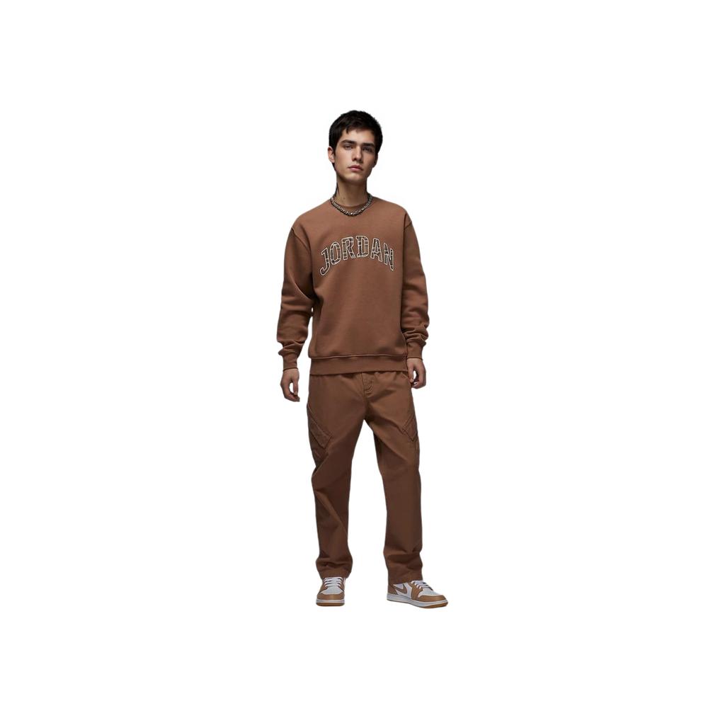 Jordan Essentials Comfortable Soft Crewneck Fleece Sweatshirt Men Sweatshirt Dark-Brown Sail FV7461223