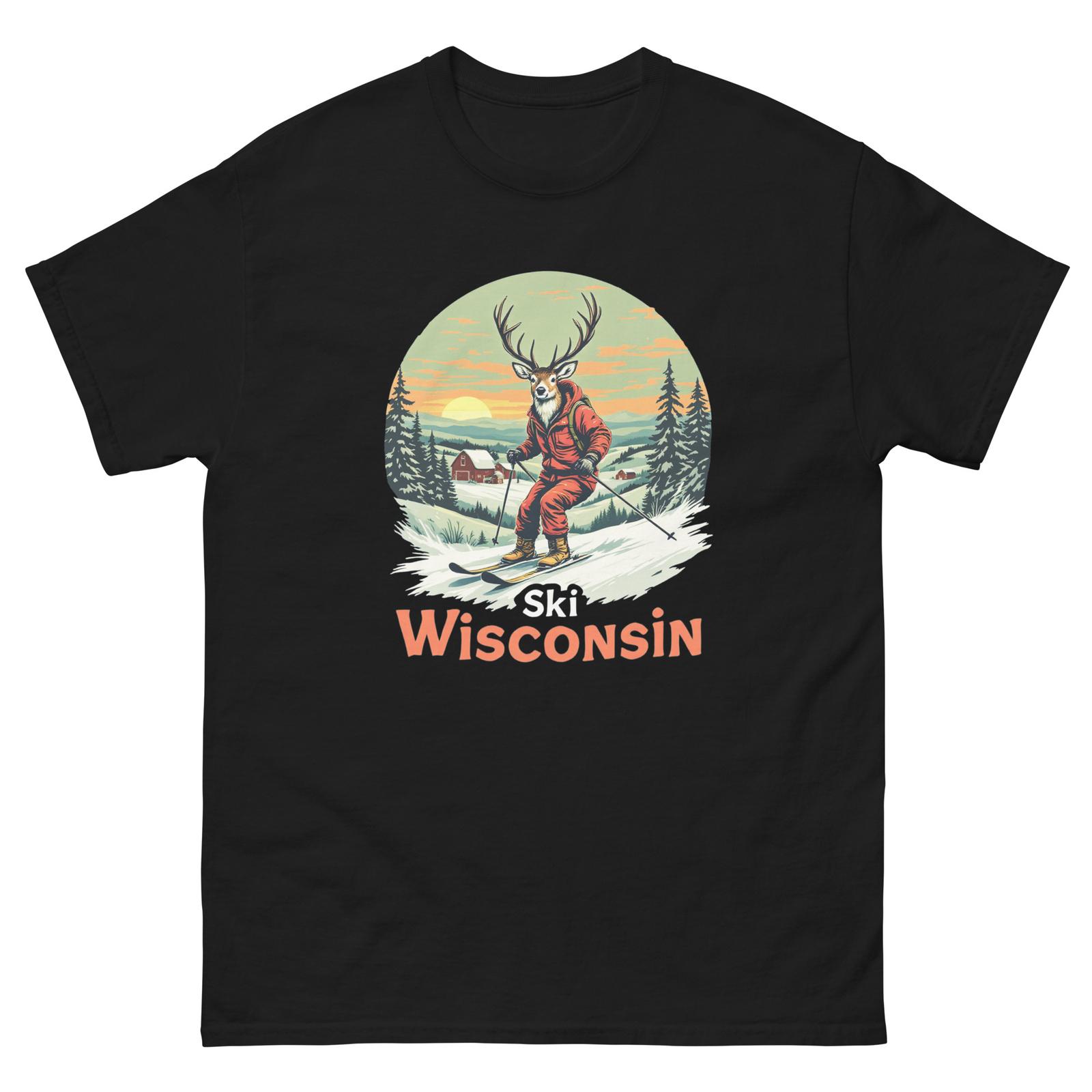 Ski Wisconsin Deer Skiing Skier Animal T-Shirt S