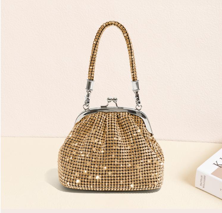 

Сумка через плечо ручной работы со стразами 2024 года: Женская вечерняя сумка-ракушка с цепочным зажимом