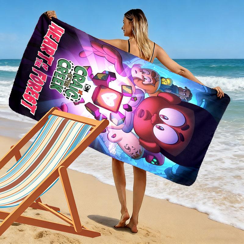 Creek Tales Print Beach Towel, Large Soft Quick Dry Towel for Beach Camping Swimming