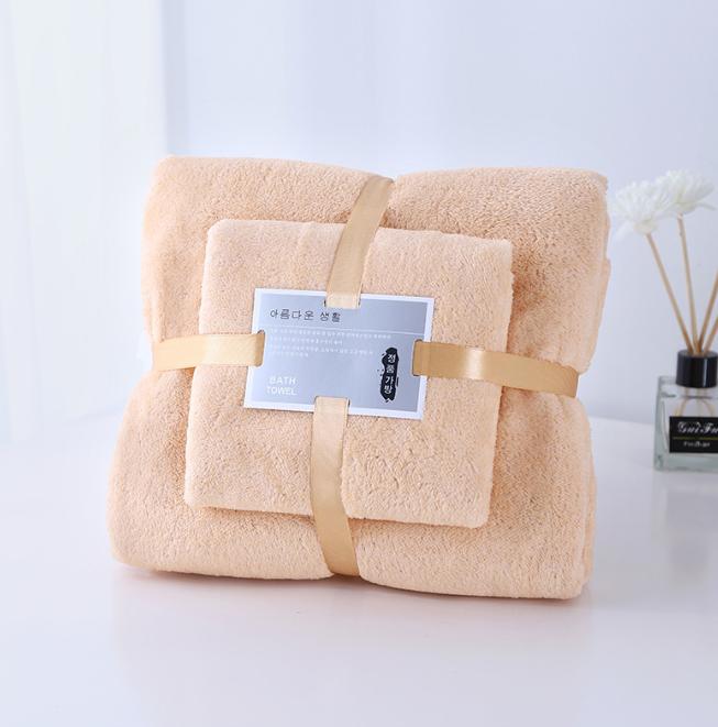 2PCS/Set Large Bath Towels Coral Velvet Bath Towels Lady Wearable Fast Drying Beach Spa Bathrobes Bath Towels Set