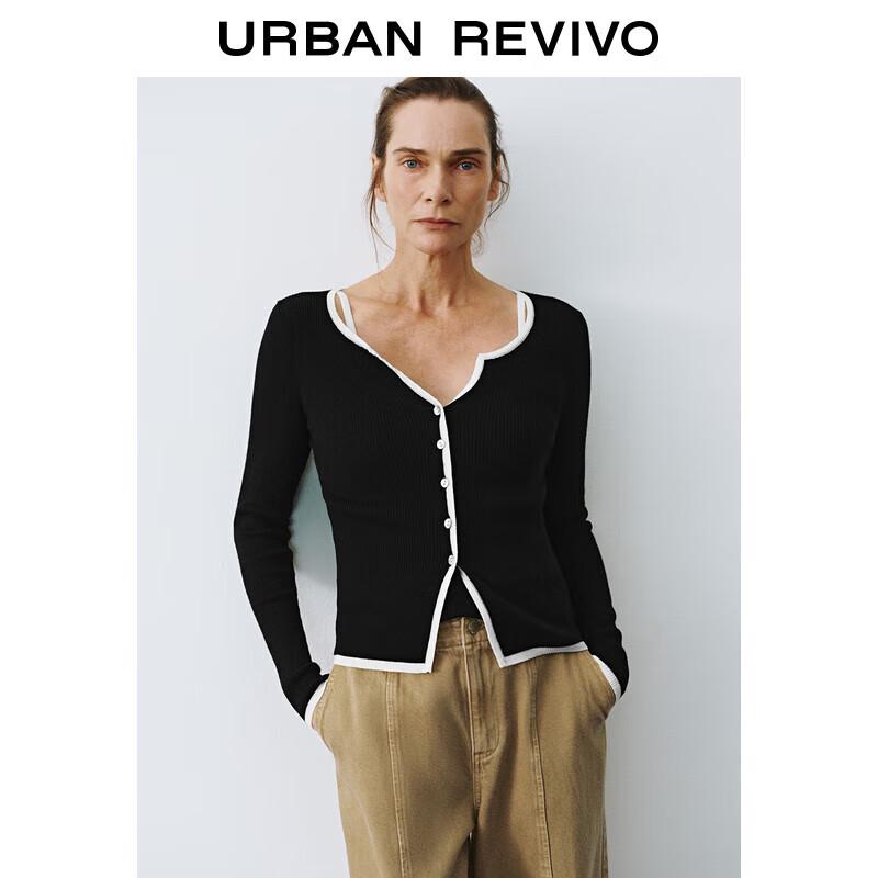 

UR 2024 Осень/Зима Шикарный Вязаный Кардиган в Стиле Колорблок XS