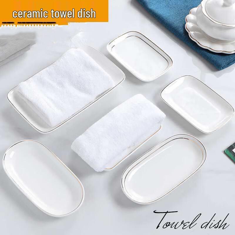 Gold-Rimmed Ceramic Multipurpose Tray Set
