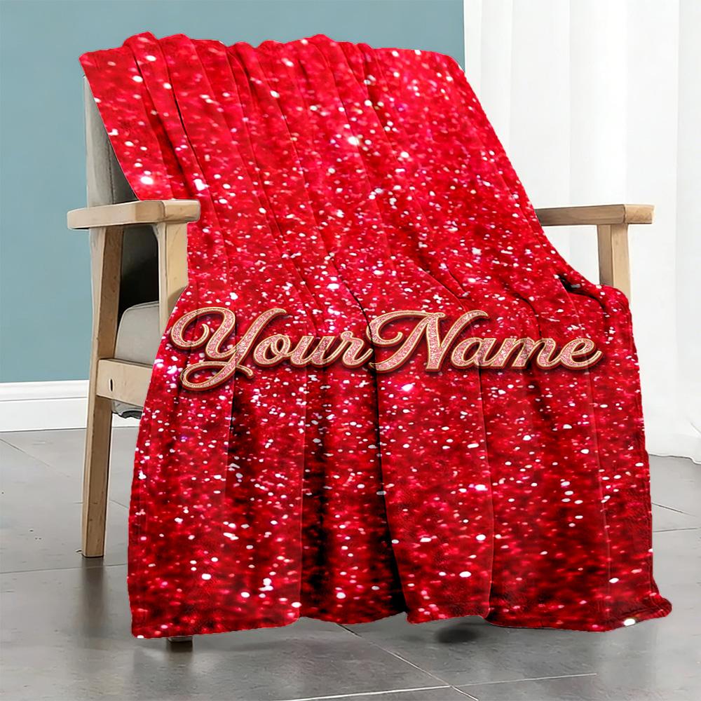 Rose Customize Your Name Blanket Lightweight Customizable Blanket Soft & Cozy Great for Livingroom Office Home Decor Office Chair