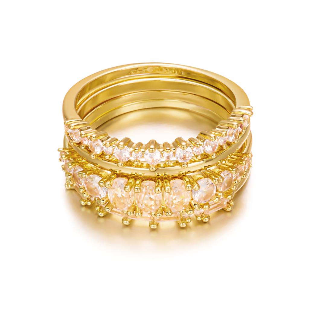 Vergoldetes 4-teiliges Ring-Set für Damen Micro-Paved Zirkonia Fingerringe Weibliche Verlobung Hochzeitsparty Schmuckzubehör