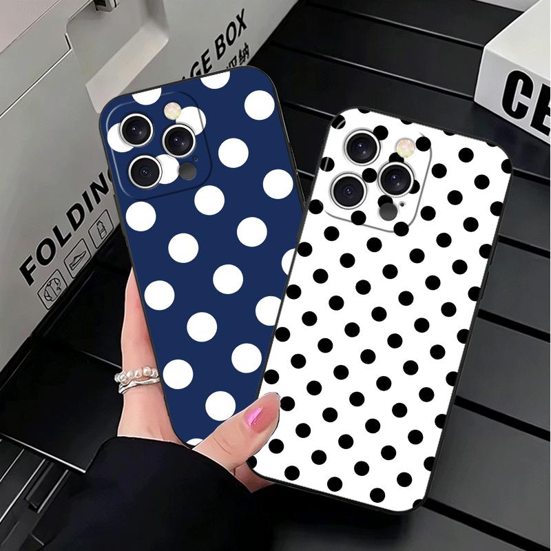 Polka Dots Art Fashion Desgin Soft Phone Case for iPhone 16 16E 17 Air 15 Pro Max 14 Plus 13 Mini 11 12 7 Black Cover Back Shell