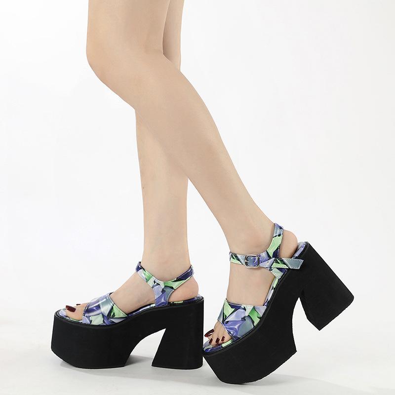 Bright color fashion foam bottom strap hollow casual thick sole thick heel soft sole sandals