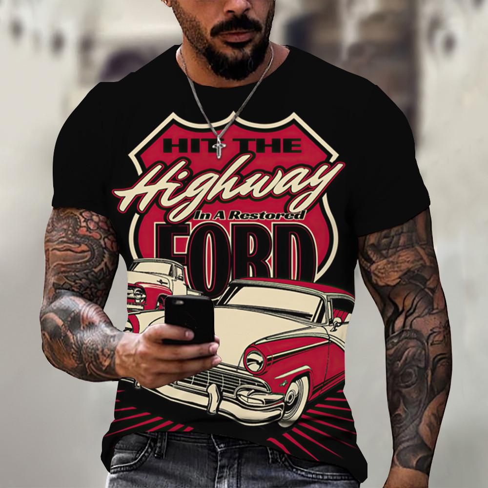 Vintage Motorcykel T-shirt För Män 3D Racing Girl Kortärmad Toppar Street Herr Biker T-shirt Oversized T-shirt Kläder