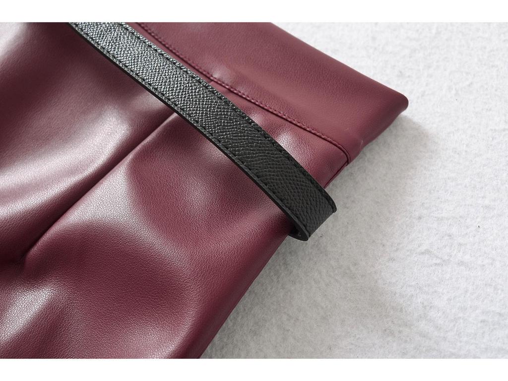Sleek PU Leather High-Waisted Short Skirt with Waistband - Sexy, Hip-Hugging Design for Autumn/Winter