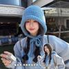 Hat Scarf Integrated Women's Autumn and Winter Warm Ear Protection Wool Hat New Scarf Integrated Shawl Knitted Hat