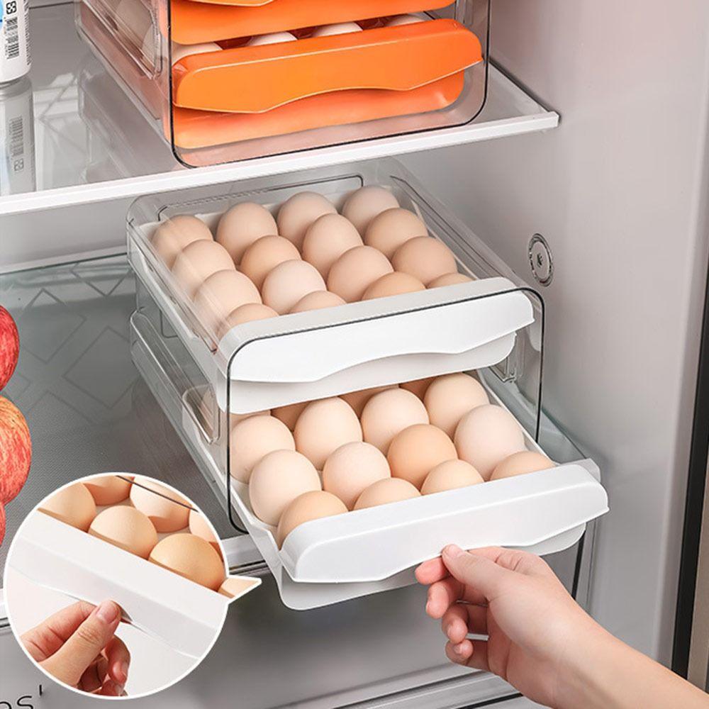 Sliding Drawer Egg Holder Transparent Fridge Egg Organizer Fresh Keeping Egg Container