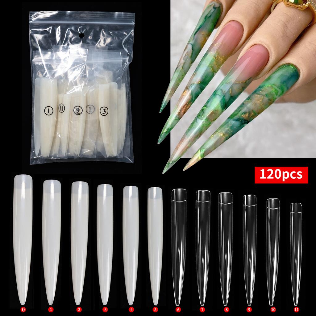Nail Art Pointed Nail Piece Stage Performing Art Nail Piece Lengthening Salon Display Nail Piece 120 Pieces