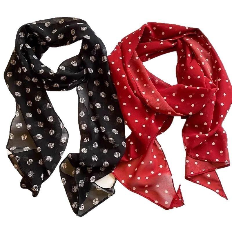 2025 New Wave Point Silk Scarf Women's Spring/Summer Versatile Printed Series Neck Tie Hair High End Drift Belt