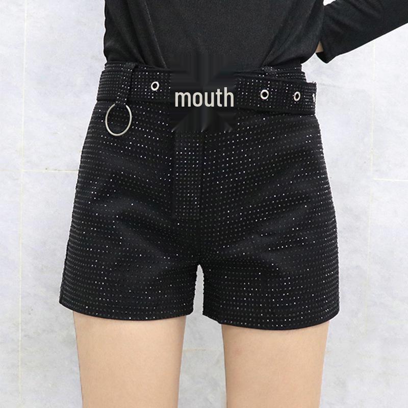 Dámské šortky s vysokým pasem, slim fit, v korejském stylu, s kosočtvercovým vzorem, v dopaminových barvách