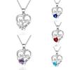 "I Love You Mom" Heart Necklace with Multi-color Rhinestones - Mother's Day Pendant Gift