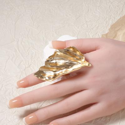 Cross-border Heavy Industry Retro Personality Irregular Smooth Alloy Leaf Leaf Live Ring Creative Casual Versatile Model