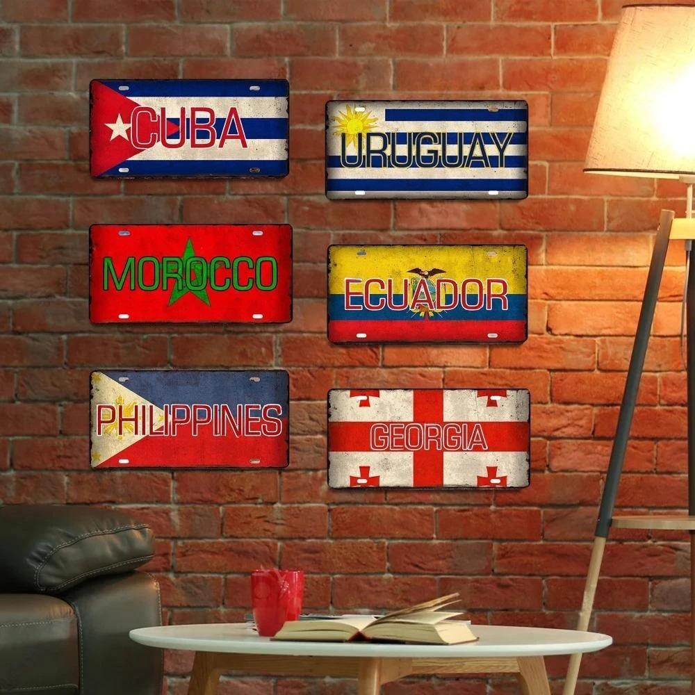 Metal Flag Sign Wall Decor 15x30 Cm Gift for Bar Cafe Office