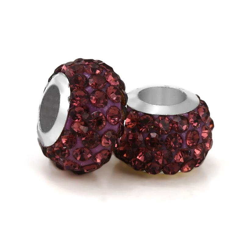 Silver Plated Macroporous Resin Glass Beads for Charms Bracelet Necklace Keychain Women Girls Jewelry Gifts