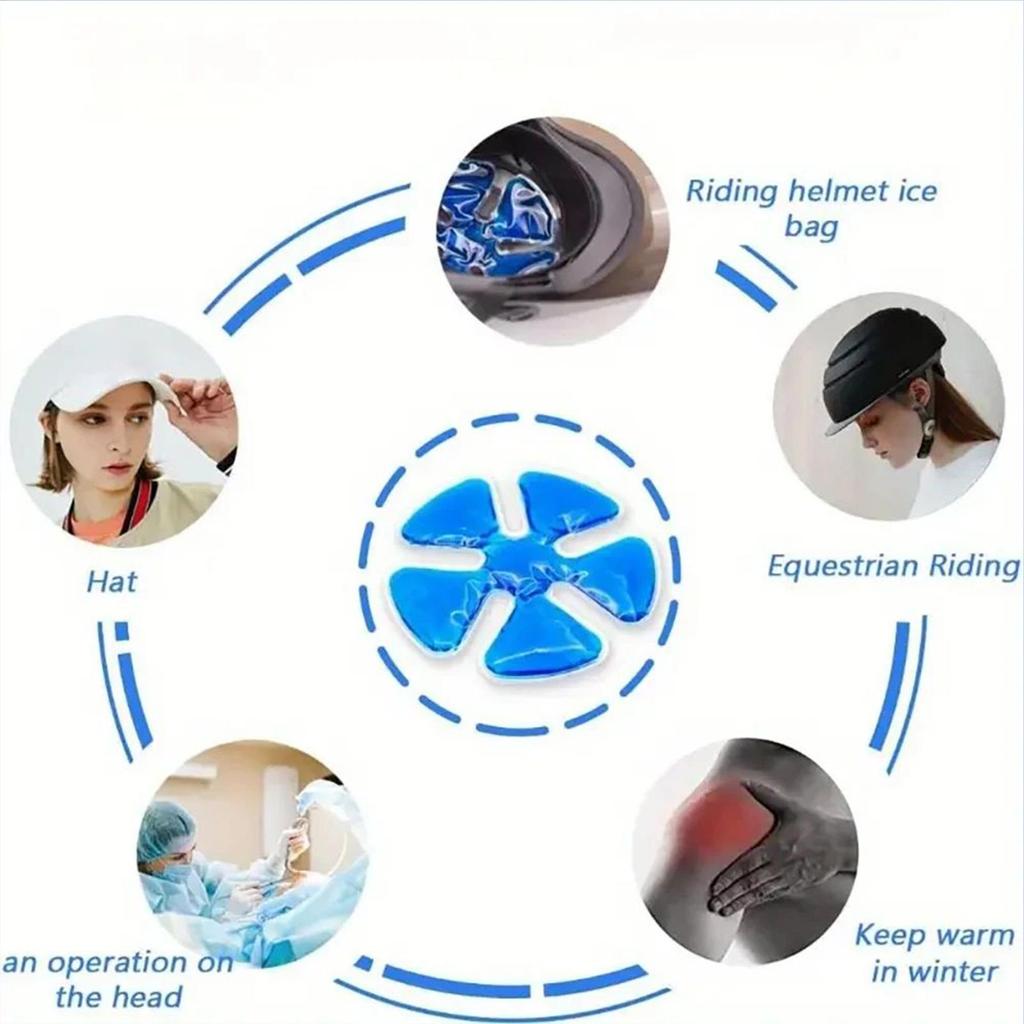 Blue PVC Gel Ice Pack Adjustable Cooling Pad Helmet Cooling Pad Portable Outdoor Accessory for Outdoor Sports Cycling Running