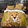Lion King Queen Duvet Cover Watercolor Animal Bedding Set for Boys Teens Adults Colorful Wildlife 2/3pcs Polyester Quilt Cover