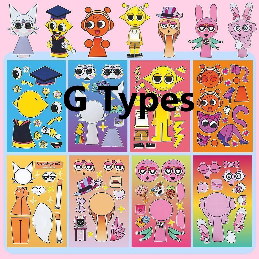 8Pcs Cartoon Sprunkie Stickers Make Your Own Sprunkie Sticker Make A Face Stickers For Kids Diy Stickers Party Supplies Crafts