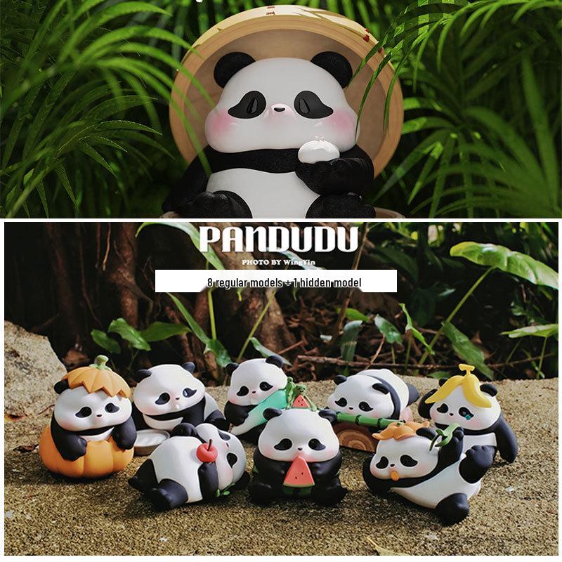 Оригинальная фигурка Панда Дуду, милая большая панда, сидящая, ornaments из слепой коробки