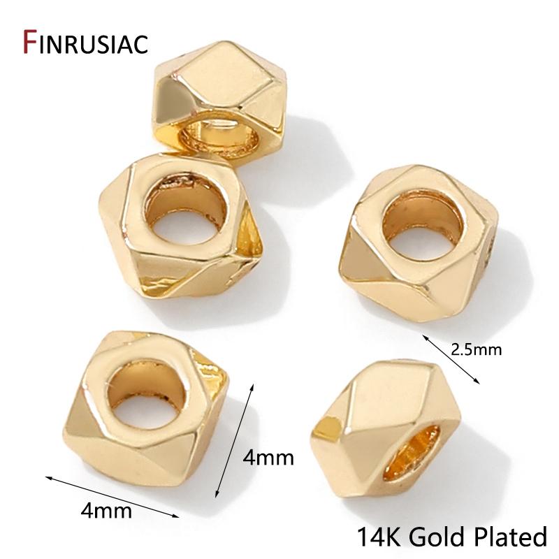 14K Gold Plated Brass Faceted Spacer Beads,Separator For Beads,DIY Bracelet Making Accessories,Jewelry Materials