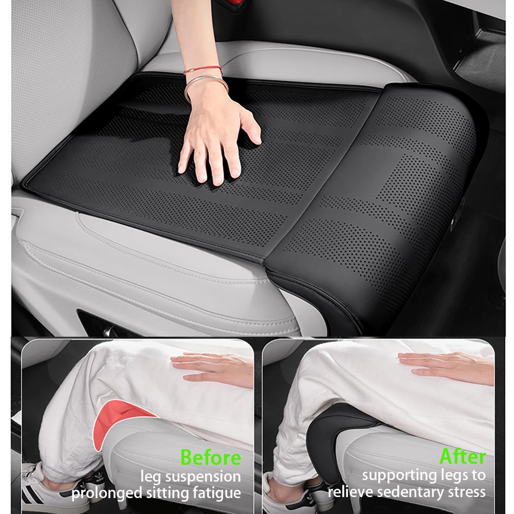 Universal Leather Car Seat Cover with Leg Support, Breathable Non-slip Padding, Relieve Fatigue Seat Cushion Protector
