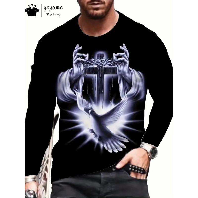 

Футболка с принтом Redemption Pattern Мужские футболки с принтом Dove 3D Мужская одежда Мужская футболка с длинным рукавом Винтажная футболка Топ 6XL