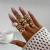 Anello metallico lucido irregolare Design Sense da donna, Anello a falange con perla sintetica barocca