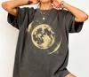 T-shirt Graphique Pleine Lune Vintage, T-shirt Céleste Espace Rétro, Haut Ciel Nocturne en Coton