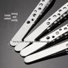 Stainless Steel Precision 9-Hole Tweezers: Bright Polished Pointed Tip for Beauty, Makeup, Nail Art, and False Eyelash Applications