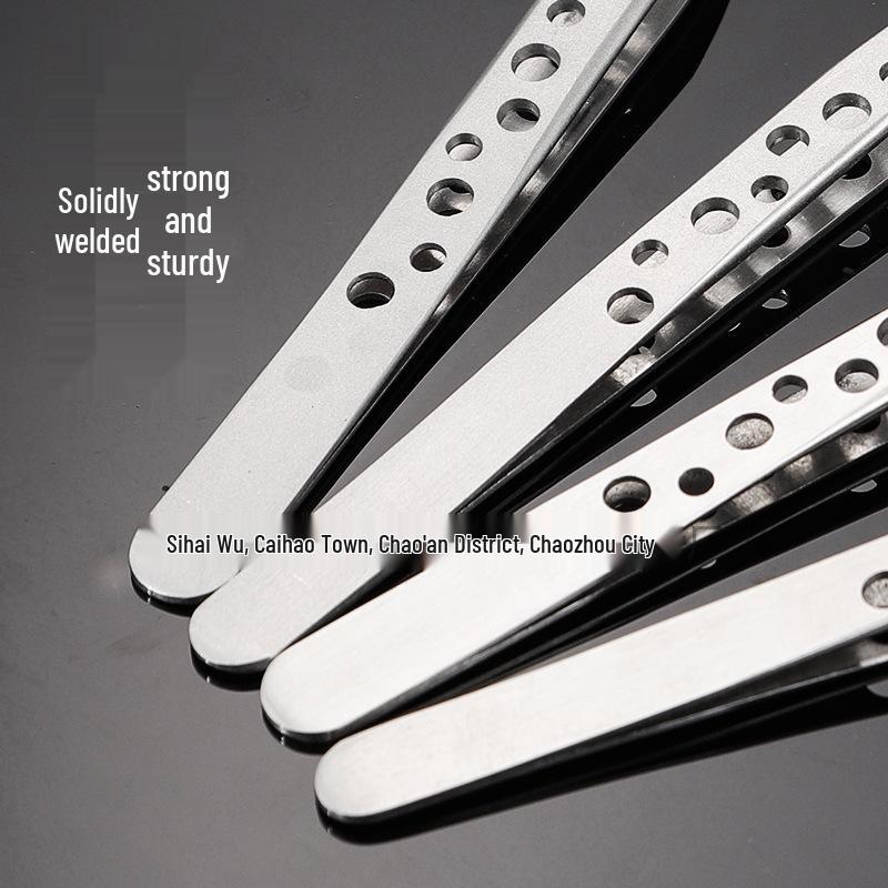 Stainless Steel Precision 9-Hole Tweezers: Bright Polished Pointed Tip for Beauty, Makeup, Nail Art, and False Eyelash Applications