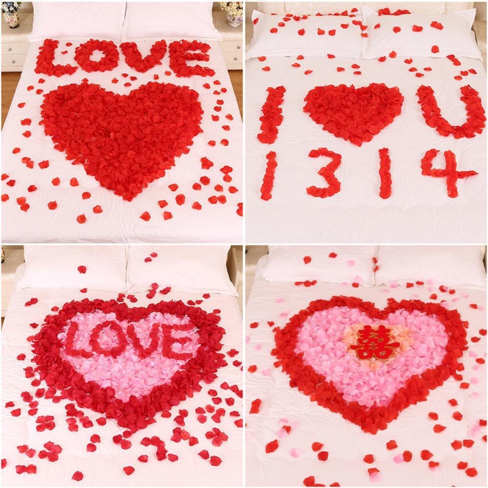 Simulation Rose Petal Wedding Room Arrangement Non-woven Petal T-table Sprinkling Flowers KTV Stage Marriage Proposal Props