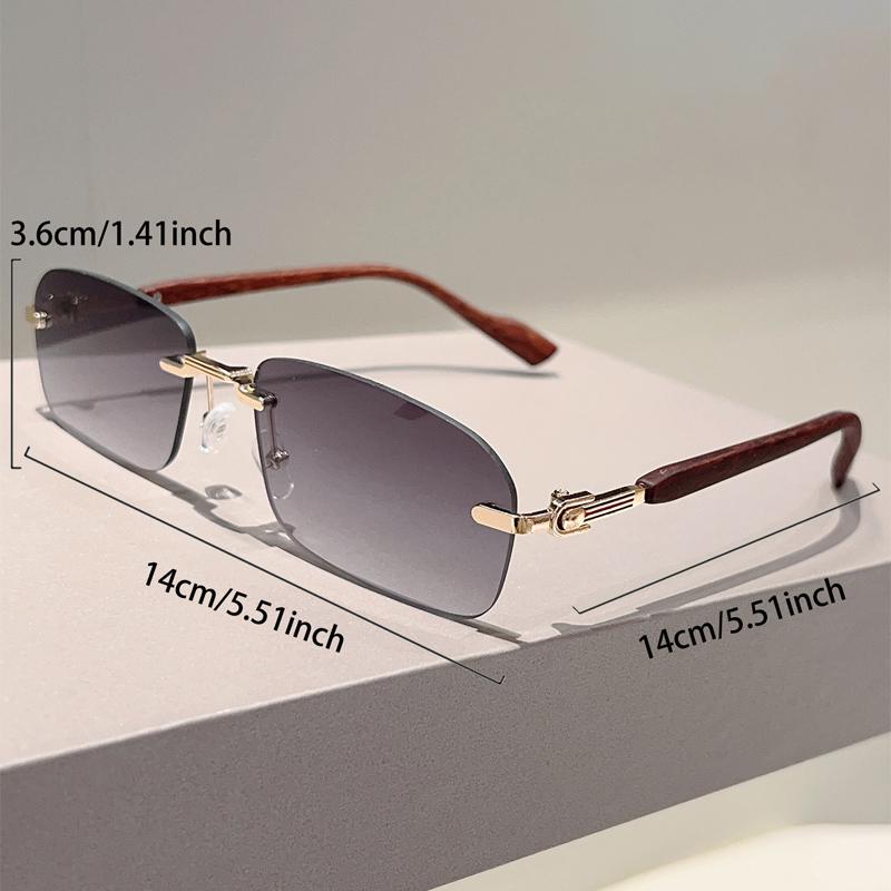 Rimless Rectangle Sunglasses Men New Vintage Gradient Casual Shades Women Trendy Brand Design Outdoor Sun Glasses