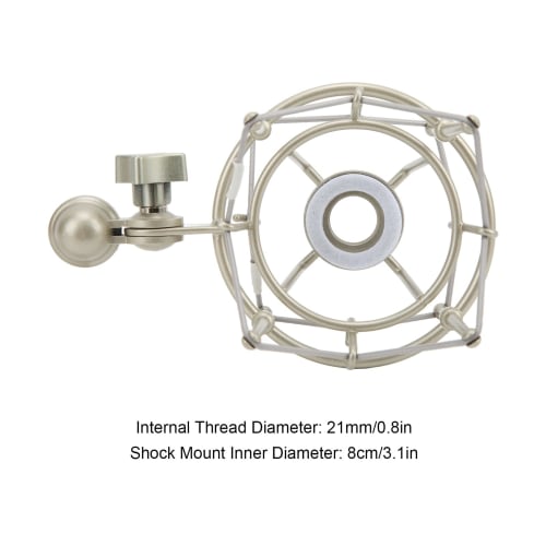 Metal Microphone Shock Mount Clip, Anti-Vibration Spider Microphone Shock Mount with Adjustable Locking Knob, for Music Studio, Gaming, Live Recording