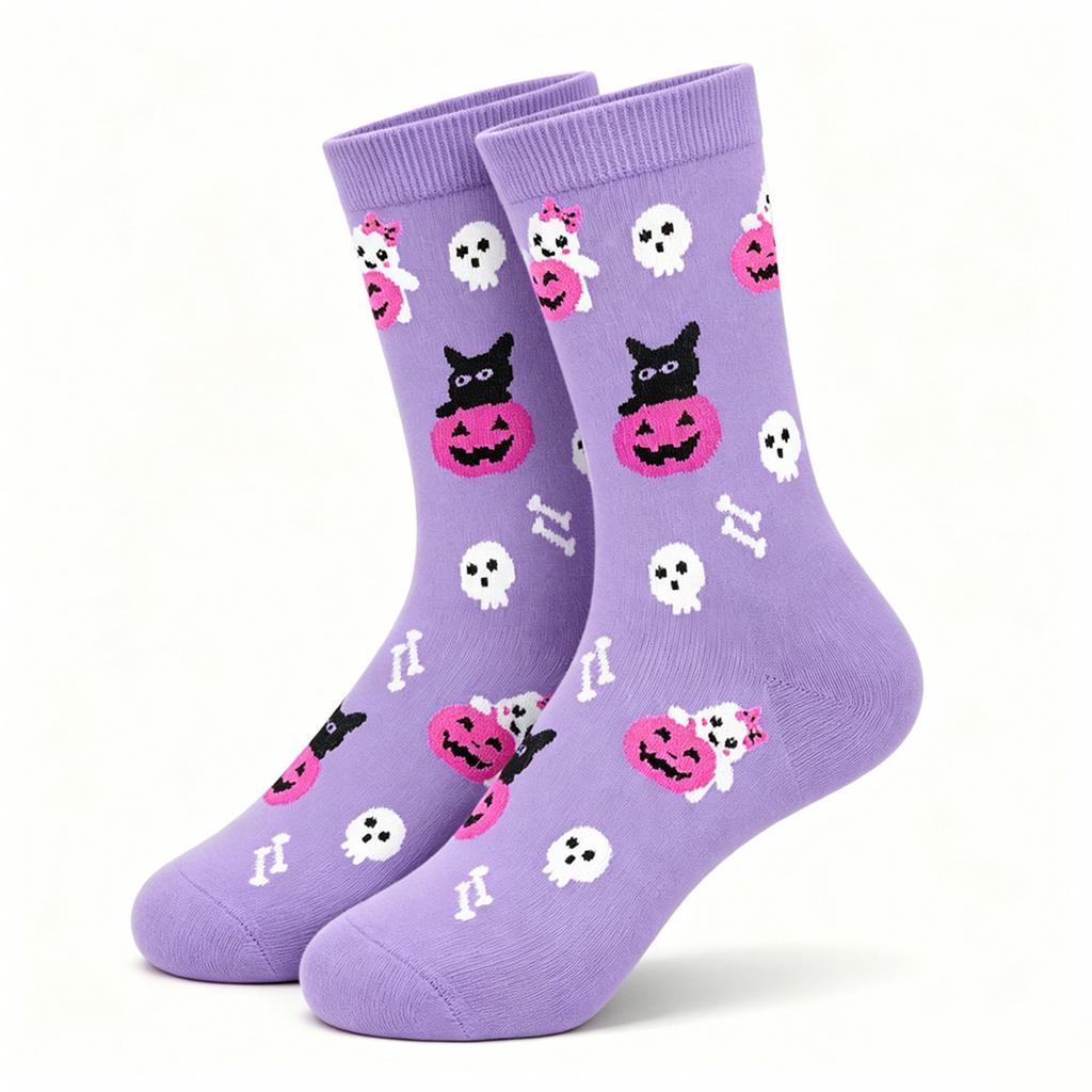 Halloween Socks for Men and Women with Pumpkin and Pattern, Mid Calf Length