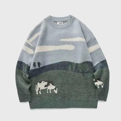 American Fashion Brand: Unisex Japanese Retro Knitted Sweater - 2022 Autumn/Winter Collection - Trendy, Round Neck, Loose Fit