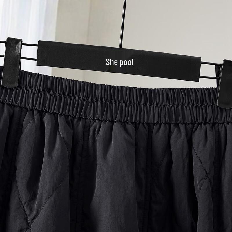 Women's Elastic Waist Quilted A-Line Midi Skirt