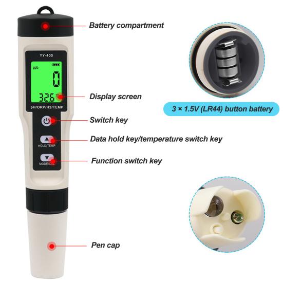 PH Meter Digital Water Quality Tester High Accuracy Waterproof Battery Powered Portable Drinking Water PH Tester Pen