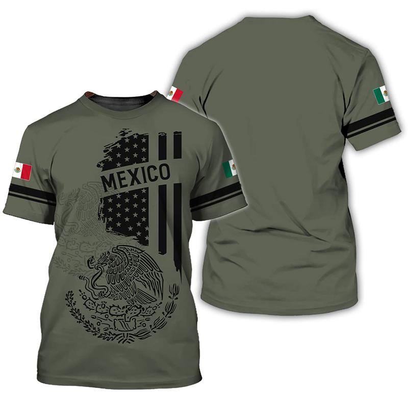 Mexiko Flagge 3D-Druck Herren T-Shirts für Männer Kleidung Sommer Unisex Kurzarm Tops Mode Tees Streetwear Harajuku T-Shirt