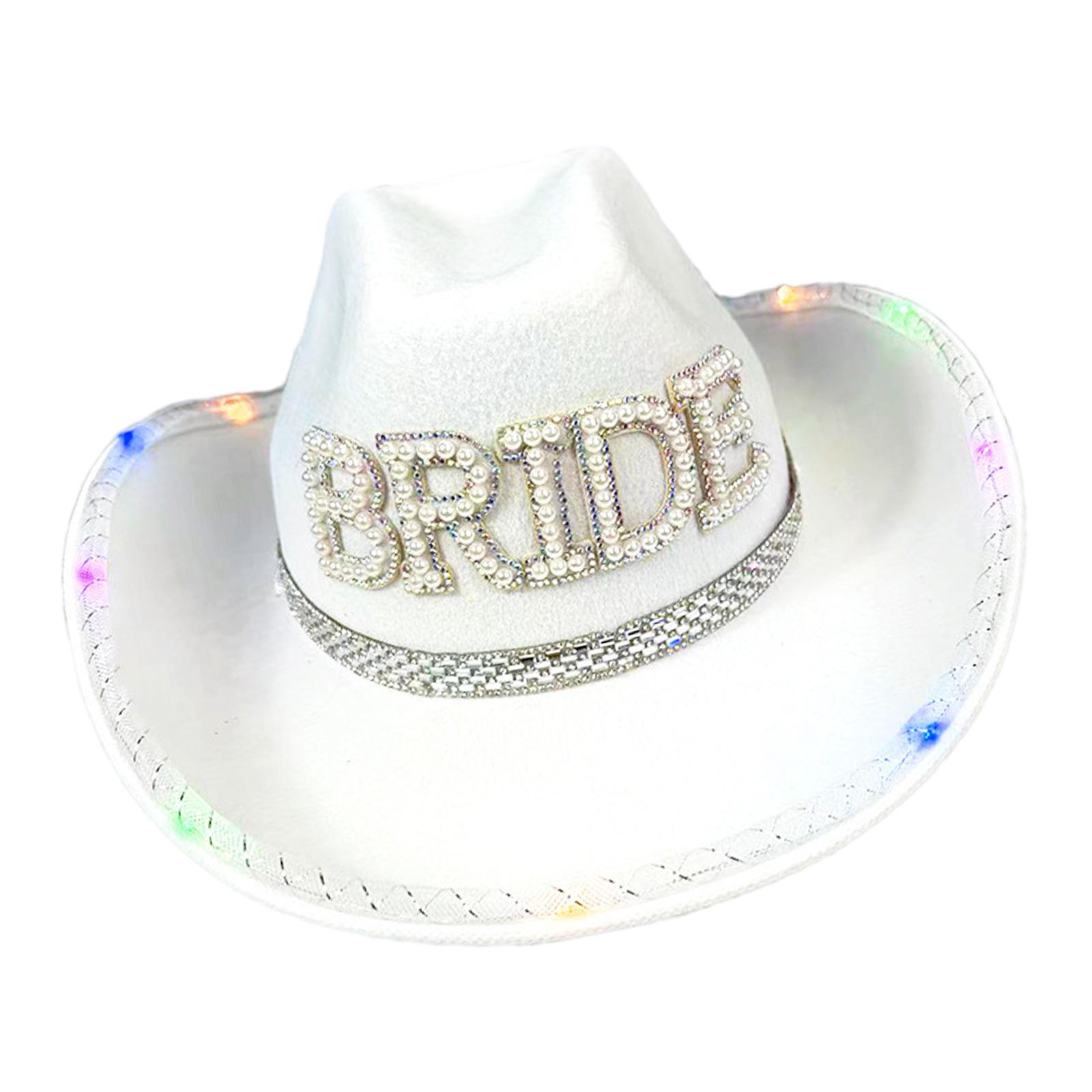 

Artificial Pearls Bride Hat for Bachelorettes Party LED Wedding Hat Bridal Shower Party Gathering Roleplay Accessories 1