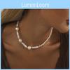 2023 Stylish Irregular Faux Pearl Necklace Unique Geometric Chain For Women's Accessories
