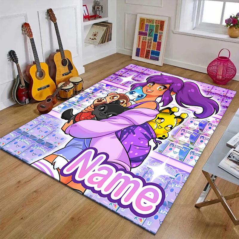 Custom Anime A-AphmauS Mat Personalized Name, Polyester Washable Indoor Entryway Rug, Gift for Christmas, Easter, Thanksgiving Day